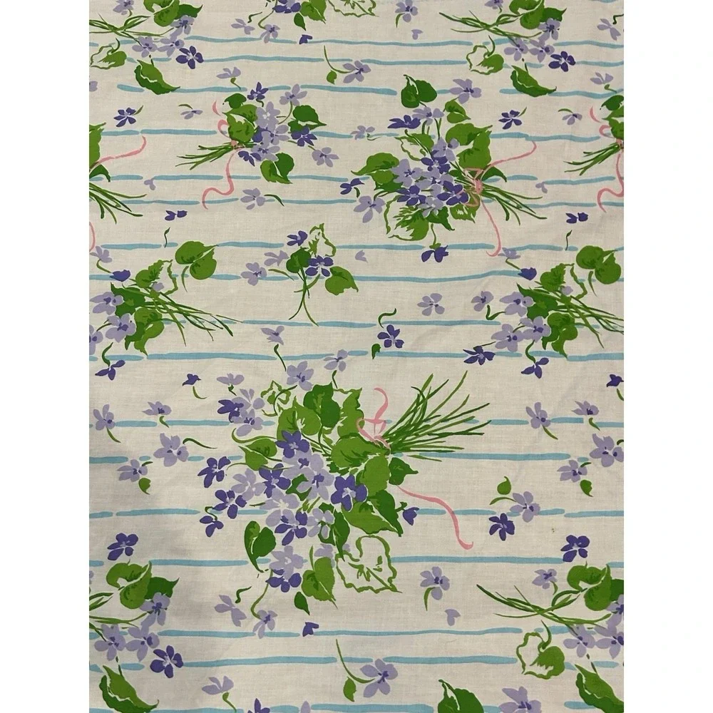 Vintage stevens utica purple floral Standard  Bedding Lot Of 2 Flat Sheet 72x104